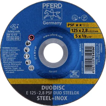 Brusný kotouč PFERD TOOLS 62012620 E 125-2,8 PSF DUO STEELOX brusný kotouč lomený Průměr 125 mm Ø otvoru 22.23 mm nerezová ocel, ocel,