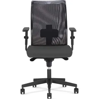 Kancelářská židle INTRATA, opěradlo síťované, sedák tmavě šedý, látka Sempre, konstrukce černá