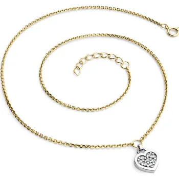 Náhrdelník Dámský náhrdelník přírodní diamant 0.096 ct G/SI srdce s brilianty 10881-NH01A-ZLB délka 40 cm