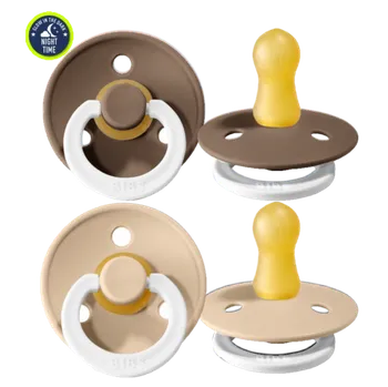 dudlíky BIBS dudlík z přírodního kaučuku 2ks NOČNÍ - vel. 1 - Vanilla/Dark Oak