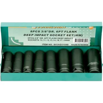 Gola sada JONNESWAY Úderové hlavice dlouhé 0-19mm sada 8 ks 3/8'