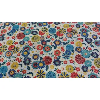BYTEMA Bavlněná látka MISAKI květy smetanová šíře 160 cm