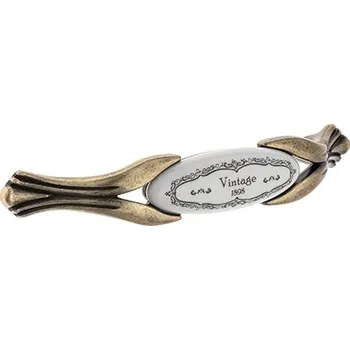 Nábytkové kování TULIP Úchytka Vintage 96 starozlatá/porcelán krémový/motiv (TULIP Úchytka Vintage 96 starozlatá/porcelán krémový/motiv)