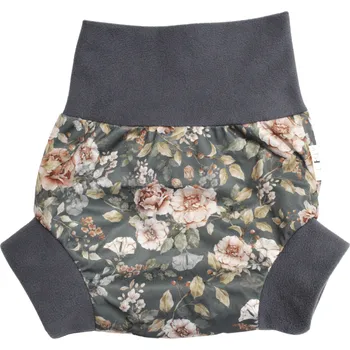 Plenkové kalhoty Breberky Natahovací svrchní kalhotky PUL - Svlačec s růží VELIKOST: XL (12-18kg)