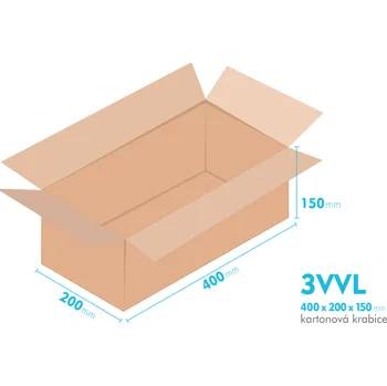 Obalový materiál Kartonové krabice 3VVL - 400x200x150mm - vnitřní 395x195x140mm