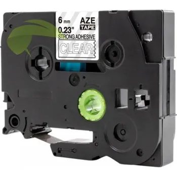 Pásek do tiskárny TONERSYP páska pro Brother TZe-S115, 6mm × 8m, silně lepící, bílý tisk / průhledný podklad