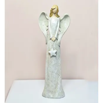 Vánoční dekorace STŘÍBRNÝ ANDĚL S HVĚZDOU