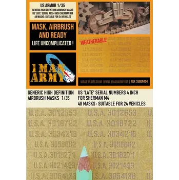 Plastikový model 1ManArmy 1/35 US late Serial Nrs.4 Sherman M4 Airbrush mask