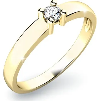 Prsten Zásnubní prsten žluté zlato 585/1000 přírodní diamant 0.075 ct G/SI ZP-10796D-ZL velikost 48