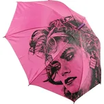 Dámský deštník růžový (Červený deštník s ženskou tváří)