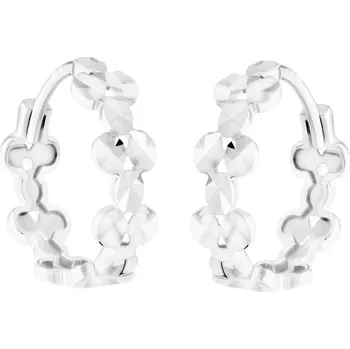 Náušnice GEMMAX Náušnice kroužky Ø 14 mm z bílého zlata s gravírovanými paprsky – zlatý šperk ryzosti 585/1000 v Dárkovém balení s Certifikátem GLEWN-14-01579