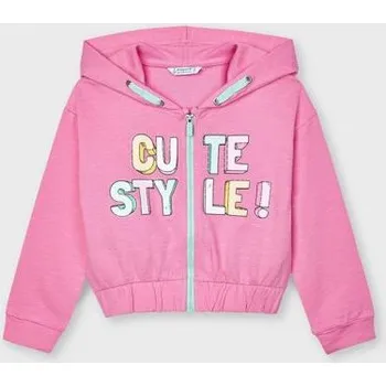 Dívčí mikina dětská růžová bavlněná crop mikina s nápisem 3D Mayoral 3480 velikost 98