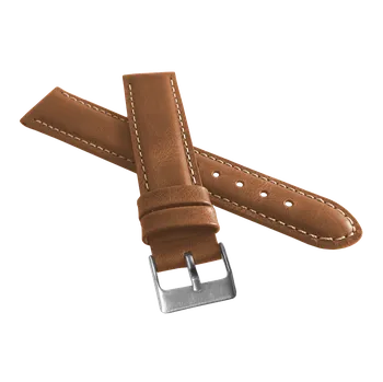 Řemínek na hodinky Polstrovaný hnědý prošitý řemínek LAVVU SPORT z luxusní kůže Top Grain - LSBUE20 (řemínek, pásek na hodinky LSBUE20)