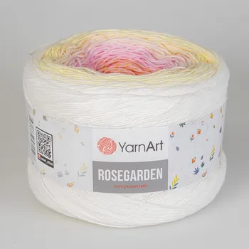 Příze Pletací příze YarnArt ROSEGARDEN 302 bílo-žluto-růžová, melírovaná (duhová), efektní, 250g/1000m