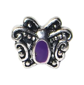 Korálek Korálek kovový MOTÝL fialový TOPBEADS
