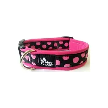 Obojek pro psa Obojek DINOFASHION softshell Puntík růžový 55/3cm