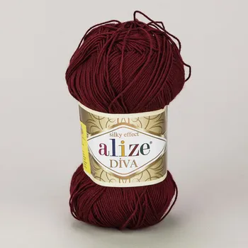 Příze Pletací / háčkovací příze Alize DIVA 57 bordó, jednobarevná, 100g/350m