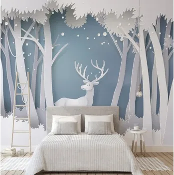 Tapeta Solution Media 3D tapeta - Jelen v zimě MU1914 2 - Voděodolná hedvábná tkanina - Textilní tapeta lesklá - 200g/m2