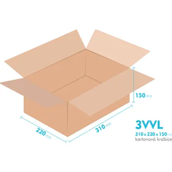 Obalový materiál Kartonové krabice 3VVL - 310x220x150mm - vnitřní 305x215x140mm