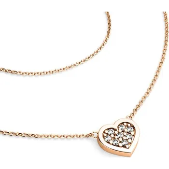 Náhrdelník Dámský náhrdelník přírodní diamant 0.096 ct G/SI srdce s brilianty růžové zlato 10881-NH01-CV délka 40 cm