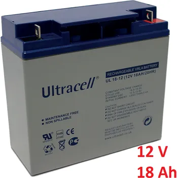 Záložní, staniční baterie VRLA-AGM 18 Ah , 12 V , kontakty F3 , Ultracell (Ultracell)