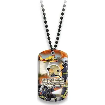 Vojenské psí známky Známka Dog Tag Albainox Sapeurs Pompiers - barevná