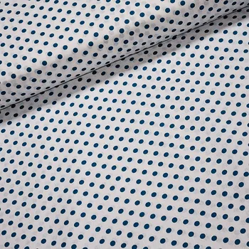 Bavlněné plátno tmavě tyrkysový větší puntík na bílé, š.140cm (látka v metráži)