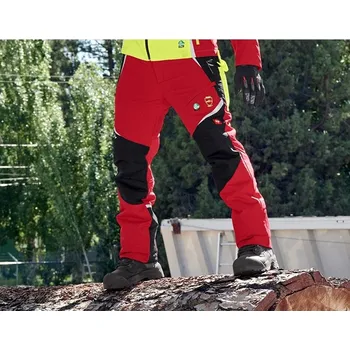 Pracovní oblečení Lesnické protiporezové kalhoty KWF velikost 24 červená/výstražná žlutá Strauss Pracovní oblečení