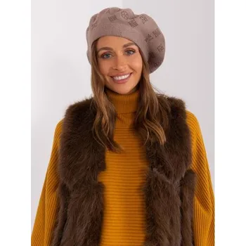 Pokrývka hlavy Dámský baret s kamínky OSUI tmavě béžový