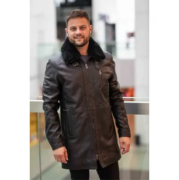 Pánská casual bunda Pánský černý kožený kabát DMRevilio Velikost 56