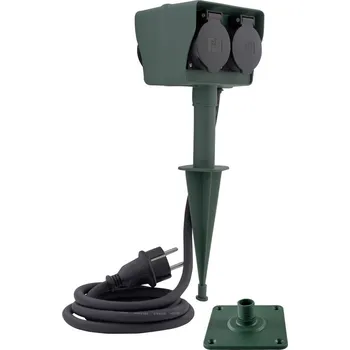 vypínač a zásuvka REV 0595009555 zahradní zásuvka 4násobná černá, zelená se zemnícím hrotem