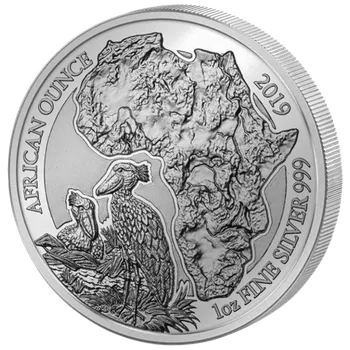 Stříbrná mince The African Silver Ounce Shoebill (Člunozobec africký) Rwanda 1 Oz 2019