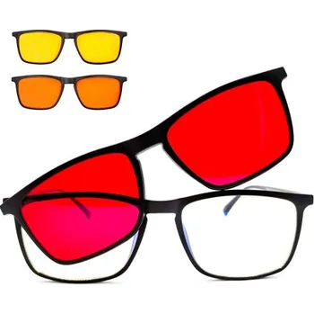 Počítačové brýle Brýle na počítač 4 v 1 proti 100% modrému a zelenému světlu, čirá, žlutá, oranžová a červená skla + obal a hadřík