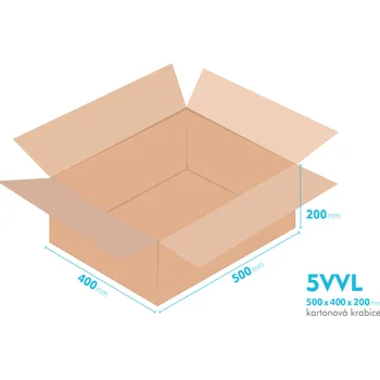 Obalový materiál Kartonové krabice 5VVL - 500x400x200mm - vnitřní 494x394x190mm