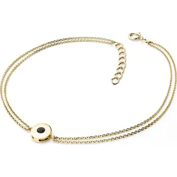 Módní doplněk Dámský náramek přírodní diamant 0.055 ct černý žluté zlato 10911-NR02-ZL-Black délka 17 cm