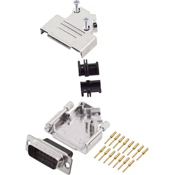 Elektrická zásuvka encitech D45ZK15-DBCP-K 6355-0051-02 sada D-SUB kolíkové lišty 45 ° Pólů: 15 krimpované 1 ks