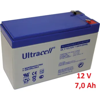 Záložní, staniční baterie VRLA-AGM 7 Ah , 12 V , kontakty F1 , Ultracell (Ultracell)