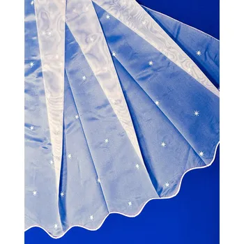 Organzová záclona V327 vyšívané hvězdičky, bílá, výška 130cm (v metráži)