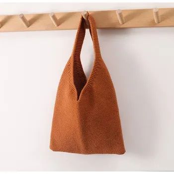 Dámská háčkovaná taška přes rameno - Karamel,S 22 x 18 x 18 cm