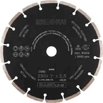 Řezný kotouč Rhodius 353305 | Diamantový řezný kotouč DG80 univerzální, beton 230 x 7,0 x 2,5 x 22,23 mm