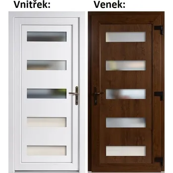 Vchodové dveře Soft Vchodové plastové dveře 6300 Zlatý dub / Bílá 100x210 cm, pravé, otevírání VEN
