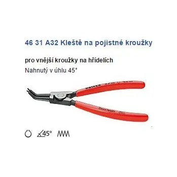 Kleště Kleště, na pojistné kroužky vyhnuté 45°, KNIPEX, 4631A32