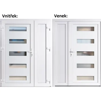 Vchodové dveře Dvoukřídlé vchodové dveře plastové Soft 6300+Panel Plný, Bílá/bílá, 130x200 cm, levé