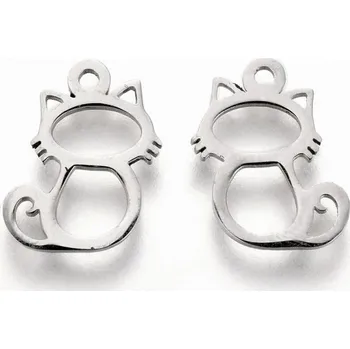 Přívěsek Přívěsek z nerezové oceli - kočka 12x8x1 mm