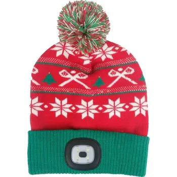 Sport Čepice Strend Pro X-mas zeleno-červená L, 4x SMD LED, USB nabíjení