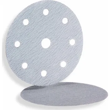 Brusný kotouč Hermes 6052876 | Brusný výsek na suchý zip s otvory 125 x 18 mm, 8x / průměr 90 mm, VC 151-Longlife, velour, korund / papír / umělá pryskyřice+Stearat Z240