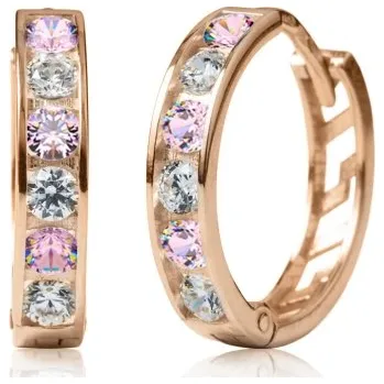 Šperk Couple, Kruhové náušnice Elaxi, růžové zlato s&nbsp;růžovými zirkony, 585-66-3-0380.4C00.0.14.108.61