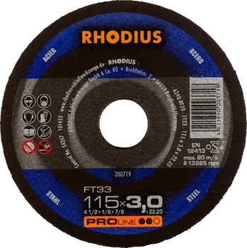 Řezný kotouč Rhodius 200719 | Řezný kotouč 115x3,0x22,23 mm, FT33, rovný