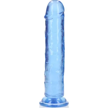Dildo Gelové dildo RealRock Crystal Clear Realistic 8″ modré, dildo s přísavkou 22 x 4 cm