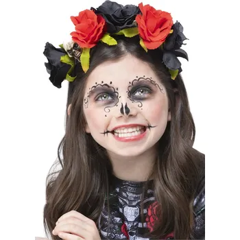 Dětská čelenka Sugar Skull s růžemi